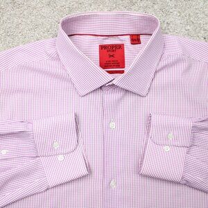 Proper Sport Shirt Mens XL Pink Contemporary Fit 4 Way Stretch Wrinkle Free L/S